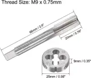 M9×0.75 HSS Metric Tap And Die Set,Thread Tap + Round Die Right Hand HSS Taper