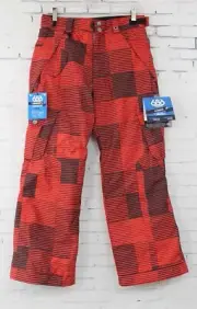 New 686 Boys Youth Smarty Cargo Insulated Snowboard Pants Large Red Blocks Print
