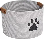 Round Cotton Rope Basket Pets Toy Storage Bin - Storage Chest for Dog Toys Laundry Basket Living Room Organizer Dog Stuff Box Storage （Gray）