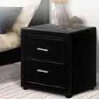 Modern Style Bedside Table PU Leather Nightstand Storage Bedroom Furniture Black