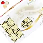 Ghasitaram Gifts Rakhi Gifts for Brother Rakhi Chocolates - Ghasitarams Chocolates Assorted Chocolates 12 pcs White Box with Diamond Rakhi