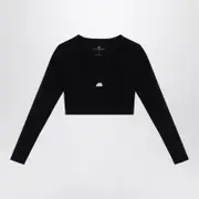 [Balenciaga] Black Activewear Top In Matt Nylon Blend M Black