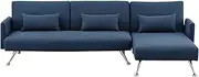 Mia 3-Seater Corner Sofa Bed with Chaise Lounge & 3 Pillows by Sarantino - Blue