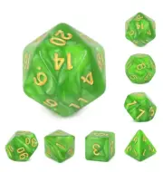 NEW RPG D&D Role Playing Dice Set of 7 - Pearl Light Green - gold ink