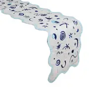 Misette Celestial Linen Embroidered Runner in Blue