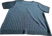 NWT Alfred Dunner Diamond Knit Short Sleeve Sweater M Blue Made In US Acrylic