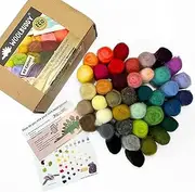 Woolbuddy Felting Wool - 40 Vibrant Colors, Quality Felting Supplies for Beginners and Wet Felting, Soft and Easy-to-Work-with Wool Roving (Corriedale)