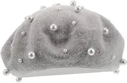 [CATIEBYE] Cute Plush Beret Hat Imitation Wool Cozy Women's French Beret Versatile Accessory Light Grey