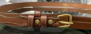 Buffalo Billfolds & Belts Brown Leather Western Belt 1 1/4" wide Made in USA