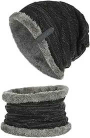 [UTOQIA] Winter Hat Beanie Hat Hat And Scarf Set, Neck Warmer Soft Lined Knitted Hat Winter Warm Cap Ski Beanies Cap