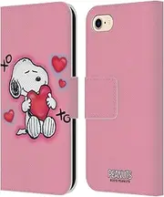 Head Case Designs Officially Licensed Peanuts XOXO Snoopy Boardwalk Airbrush Leather Book Wallet Case Cover Compatible with Apple iPhone 7/8 / SE 2020 & 2022