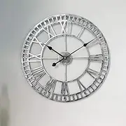 Waterproof Outdoor Clock Garden Clocks, Retro Roman Numeral Outdoor Wall Clock Simplicity Iron Art Outdoor Clocks Battery Operated Silent Outside Clocks 40cm Silver