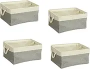 4 Pack Nursery Home Foldable Storage Bin Collapsible Fabric Storage Basket comes with Handles for Toy Gift Organizing Shelf Closet Clothes