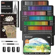 Shuttle Art 138 Colours Professional Colouring Pencils, Soft Core Coloured Pencils Set with 1 Colouring Book, 1 Sketch Pad, 4 Sharpener, 2 Pencil Extender for Artists Kids Adults Colouring, Drawing