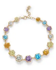 Bloomingdale's Fine Collection Multi Gemstone Hexagon Bracelet in 14K Yellow Gold