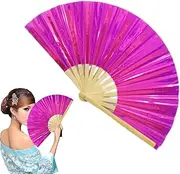[Generic] Clap Fans for Dancing, Large Holographic Folding Hand Fan | Music Festival Club Event Party Party Performance Performance Prophe for Men/Women