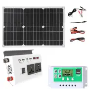 300W Power Inverter DC 12V to AC 220V Modified Sine Wave Inverter with 25W Solar Panel and 50A Solar Charge Controller f