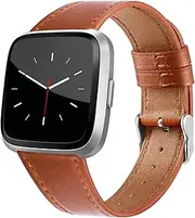 [BOTNUW] Leather Bands Compatible with Fit bit Versa 2 Bands & Versa Bands & Versa Lite Wristbands, Classic Fit bit Versa SE Replacement Leather Strap for Women Men