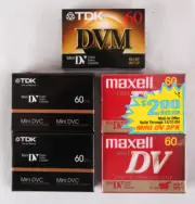 TDK and Maxell Mini DV Lot of 5, DVC and DVM, 60 min