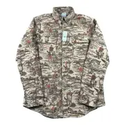 Brooks Brothers Chamois Sportsman Fishing AOP Mens Button Front Small NWT
