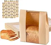 50Pack Paper Bread Bags，Bread Bags Bakery Bags for Homemade Bread Storage with Label Seal Stickers