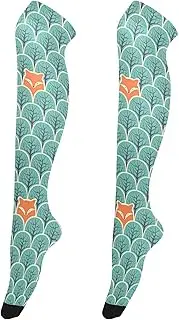 [Caihoyu] Womens Knee High Socks Soft And Comfortable Long Stockings High Thigh Socks for Special Occasions Fox in A Forests, Fox in a Forests