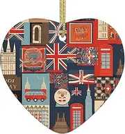 England Symbols Christmas Ornaments 2024 Ceramic Christmas Tree Hanging Ornaments Holiday Ornaments for Christmas Christmas Decorations Keepsake Gifts New Home Ornament