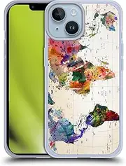Head Case Designs Officially Licensed Mark Ashke Map of The World Pop Culture Soft Gel Case Compatible with Apple iPhone 14