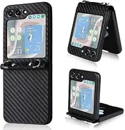 Compatible with Samsung Galaxy Z Flip5 Cover,Compatible with Samsung Galaxy Z Flip5 5G SM-F731 Shockproof PU Leather Slim Fit Case Black