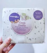 Babies R Us Jersey Knit Cradle Sheet 100% Cotton White/Grey Unisex (NEW) B