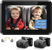 Itomoro Baby Car Mirror,HD Dual Channel with 2 IR Night Vision Camera, 5 Mins Easy Installation Baby Car Mirror Clear Car Baby Camera for Rear Facing Seat Backseat, ACZ421