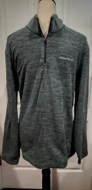Eddie Bauer Polar Fleece Qtr Zip Sweater Men Sz L Charcoal Heather