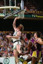 Larry Bird Boston Celtics shoots v Magic Johnson Los Angeles Laker- Old Photo
