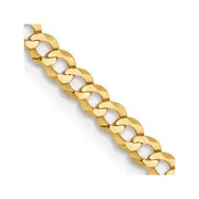 14K Yellow Gold 22 inch 3.1mm Lightweight Flat Cuban with Lobster Clasp Chain Necklace