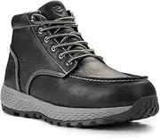 [SUREWAY] Men's Lightweight Casual Composite Toe Work Boot - Moc Toe, Men's Construction Industry Safety Wedge Work Boot/Shoe - Black, Comfort Insole, Superior Oil/Slip Resistance