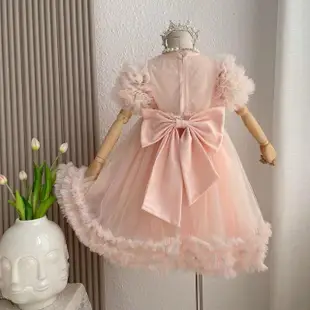 【時尚Baby】女童 洋裝粉色亮片小公主洋裝小伴娘洋裝(女中小童裝春夏洋裝小花僮小新娘洋裝)