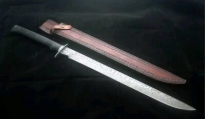 Handmade 30 Inches Damascus Steel Hunting Sword, Machete With Sheath
