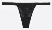 NWT EMPORIO ARMANI Women's XS Low Rise Thong G-String Style black lace