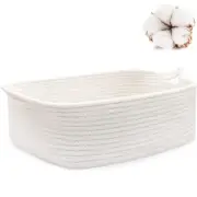 ABenkle Rope Basket, Small Storage Gift Rectangle Under Shelf White