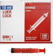 Livingstone Syringe 10mL Luer Lock Tip Red Plunger Sterile Box of 100