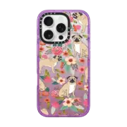 iPhone 16 Pro Impact Case MagSafe Compatible Lots of Pugs florals pattern cute pug themed gifts tech accessories iphone6 transparent cell phone case pug owner must haves