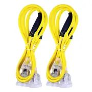 2x Ultracharge 2m Extension Lead Home Cable Cord 10A Twin Socket Power Plug YL