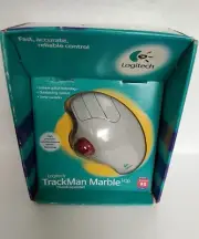 Vtg Logitech Trackman Marble Mouse Windows 95 Thumb Operated 3 buttons /box 1997