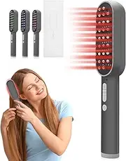 Red Light Hair Comb - Quadruple Light Therapy with 630nm, 850nm and 460nm Three Wavelengths, Scalp Massage & RF Stimulation, Rechargeable Hair Growth Brush