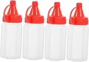 HEATSHAKING 4 Pack Mini Sauce Bottles Condiment Containers Lids Salad Dressing Cup Lid