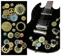 在飛比找Yahoo!奇摩拍賣優惠-蒸氣齒輪 蒸氣龐克 彩色 琴身貼 電吉他 旋鈕裝飾貼 日本製