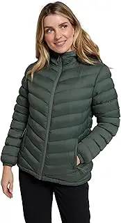 [Mountain Warehouse] Seasons Womens Fur Lined Padded Jacket - Fleece Lined & Lightweight Puffer Coat with Central Zip - Best for Autumn Winter, Outdoors & Travelling
