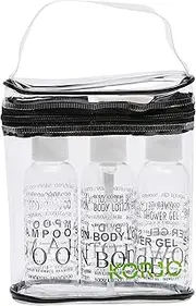 Korjo Refillable 3 Pack Bottles Set, 2 with Screwtops, 1 Pump, 100ml