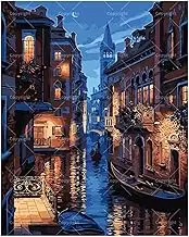 TAOPAOLAB Bright Cityscape Paint by Numbers Kit for Adults - DIY Venice Canal at Night Painting on Canvas 16x20 Inches, Acrylic Paint Set, Suitable for Beginners, Art for Home Decoration or Gifts