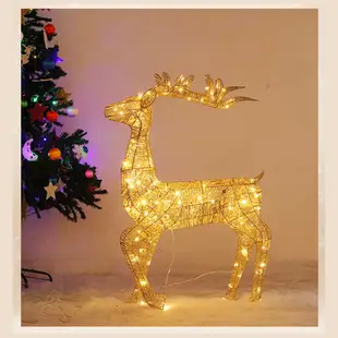 【100CM單個】聖誕鐵藝發光鹿 聖誕節裝飾品 金色鹿擺件 聖誕樹裝飾鹿 櫥窗發光麋鹿 聖誕鹿擺件
